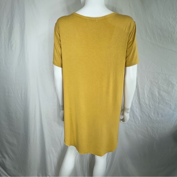 Another Love Mustard Boat Neck Distressed Split Hem High Low Tunic Top - Picture 4 of 6